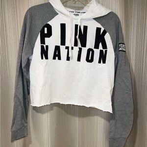 Victoria's Secret Pink White and Gray Hoodie